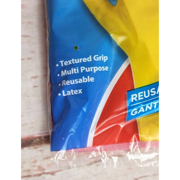 Brillo Basics Medium Textured Grip Yellow Latex Reusable Gloves - Picture 9 of 10